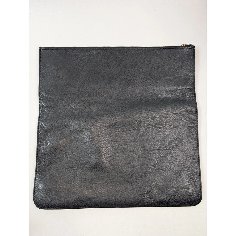 Minor History Black Folding 100% Leather Fold-Over Clutch Pouch